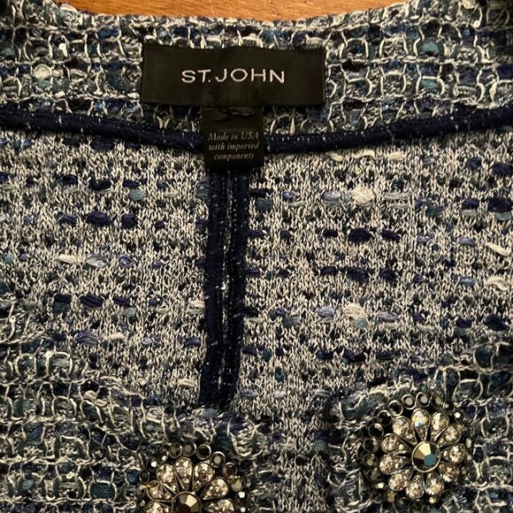 St. John Blue Tweed Car Jacket or Topper - Picture 7 of 8